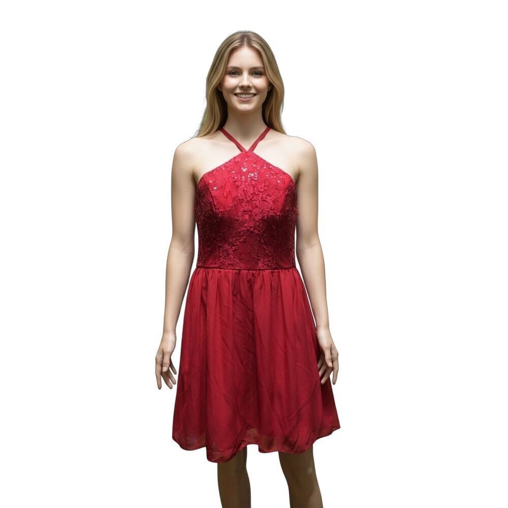 New Speechless Juniors Lace Halter Dress 9